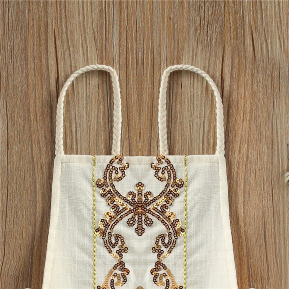 Boho Gold Romper Lace Fall Thanksgiving Girl Outfit Clothes Christmas New Year - Picture 5 of 9